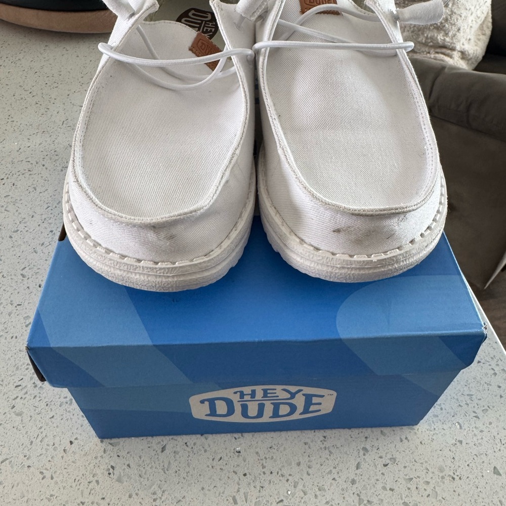 Hey Dude White Canvas Lace-Up Slip-Ons